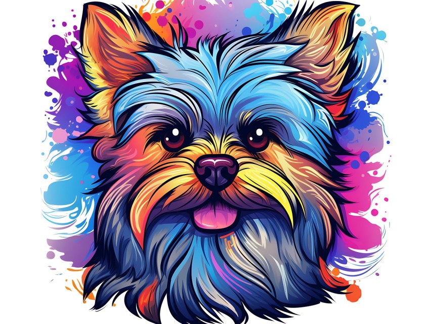 Colorful Abstract Funny Dog Face Head Vivid Colors Pop Art Vector Illustrations (426)