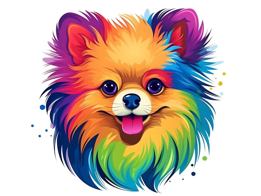 Colorful Abstract Funny Dog Face Head Vivid Colors Pop Art Vector Illustrations (465)