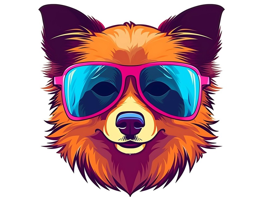 Colorful Abstract Funny Dog Face Head Vivid Colors Pop Art Vector Illustrations (468)