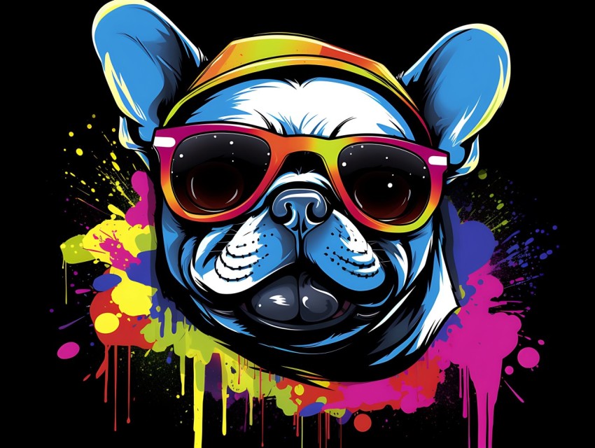 Colorful Abstract Funny Dog Face Head Vivid Colors Pop Art Vector Illustrations (453)