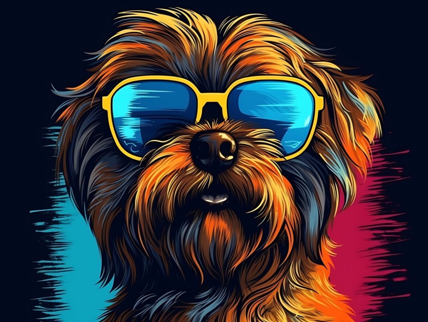 Colorful Abstract Funny Dog Face Head Vivid Colors Pop Art Vector Illustrations (454)