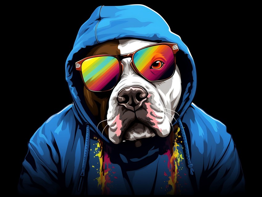 Colorful Abstract Gangster Dog Face Head Vivid Colors Pop Art Vector Illustrations  (14)