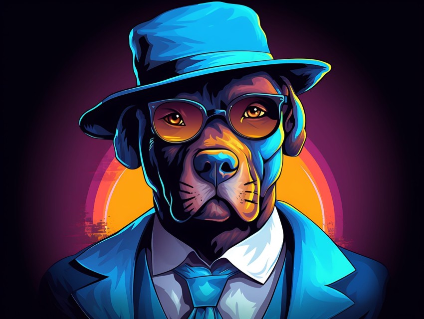 Colorful Abstract Gangster Dog Face Head Vivid Colors Pop Art Vector Illustrations  (38)