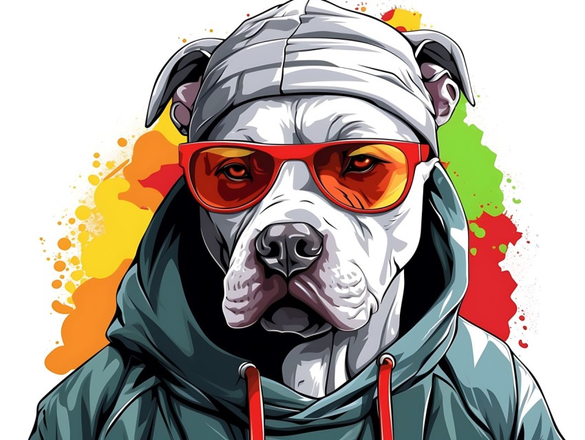 Colorful Abstract Gangster Dog Face Head Vivid Colors Pop Art Vector Illustrations  (10)