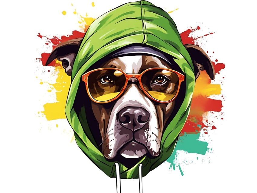 Colorful Abstract Gangster Dog Face Head Vivid Colors Pop Art Vector Illustrations  (25)