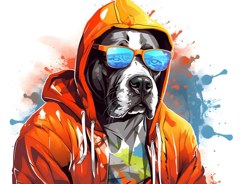 Colorful Abstract Gangster Dog Face Head Vivid Colors Pop Art Vector Illustrations  (37)