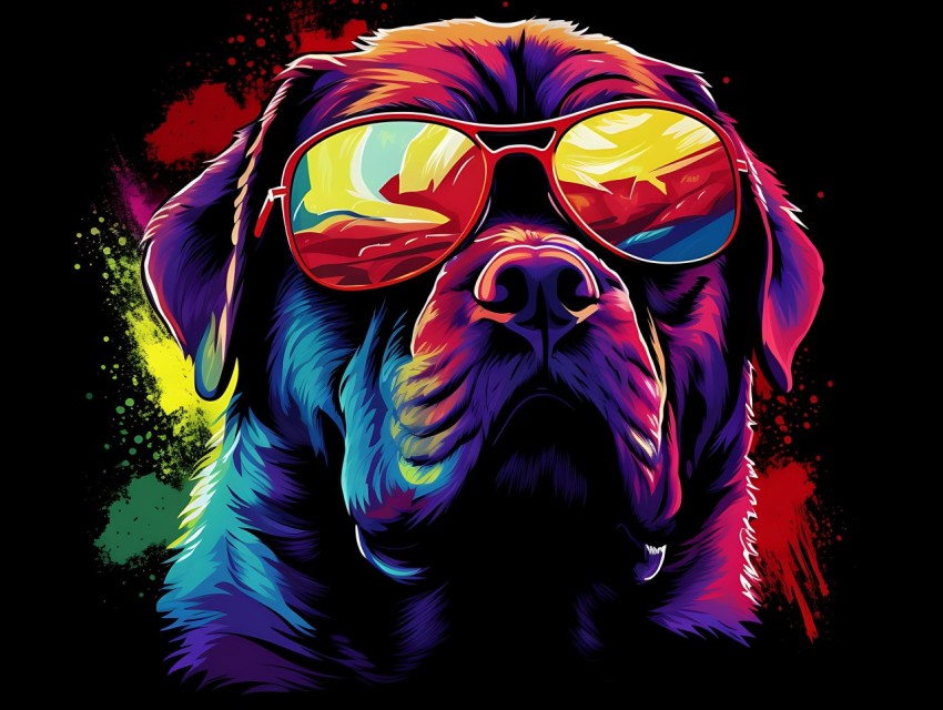 Colorful Abstract Gangster Dog Face Head Vivid Colors Pop Art Vector Illustrations  (15)