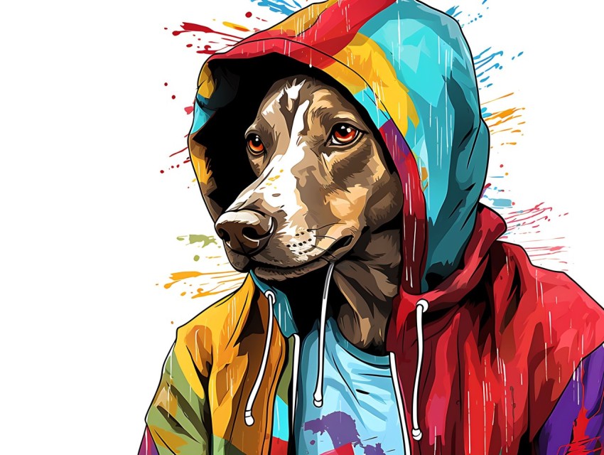 Colorful Abstract Gangster Dog Face Head Vivid Colors Pop Art Vector Illustrations  (46)