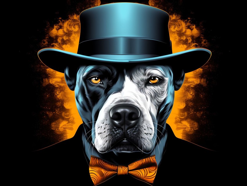 Colorful Abstract Gangster Dog Face Head Vivid Colors Pop Art Vector Illustrations  (8)
