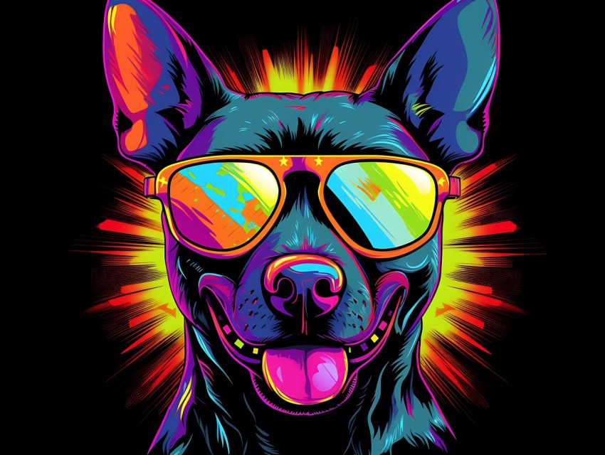 Colorful Abstract Gangster Dog Face Head Vivid Colors Pop Art Vector Illustrations  (23)