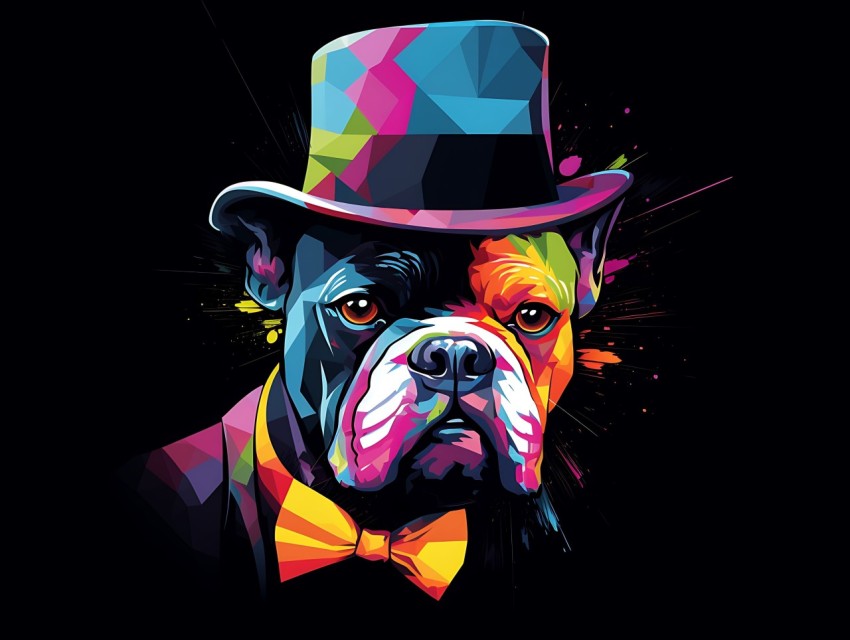 Colorful Abstract Gangster Dog Face Head Vivid Colors Pop Art Vector Illustrations  (85)