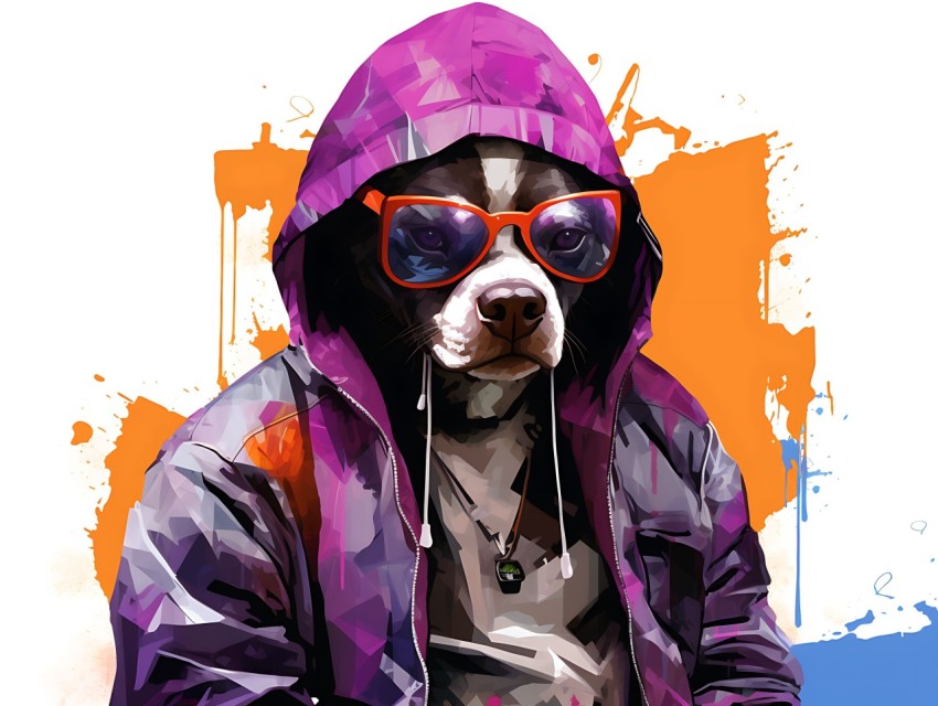 Colorful Abstract Gangster Dog Face Head Vivid Colors Pop Art Vector Illustrations  (100)