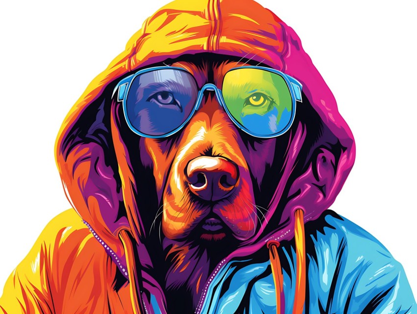 Colorful Abstract Gangster Dog Face Head Vivid Colors Pop Art Vector Illustrations  (97)