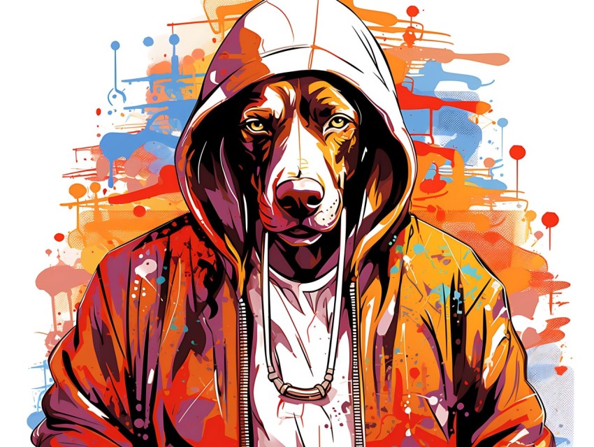 Colorful Abstract Gangster Dog Face Head Vivid Colors Pop Art Vector Illustrations  (56)