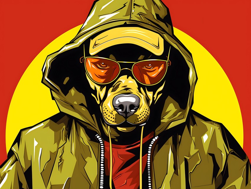 Colorful Abstract Gangster Dog Face Head Vivid Colors Pop Art Vector Illustrations  (55)
