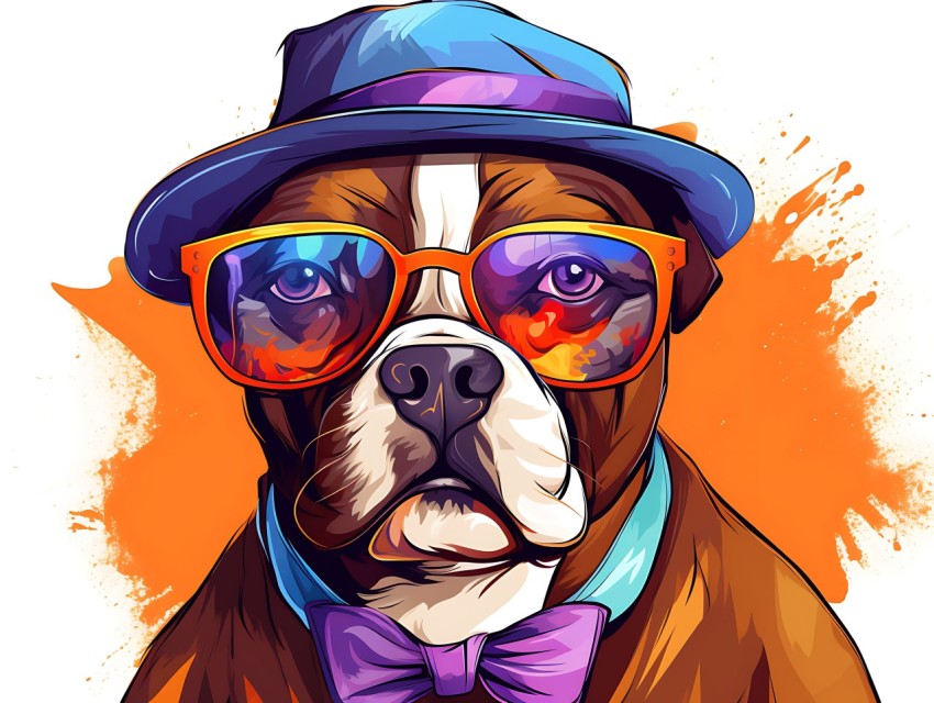 Colorful Abstract Gangster Dog Face Head Vivid Colors Pop Art Vector Illustrations  (94)