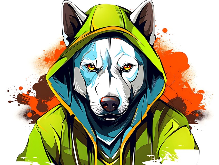 Colorful Abstract Gangster Dog Face Head Vivid Colors Pop Art Vector Illustrations  (88)