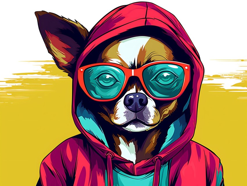 Colorful Abstract Gangster Dog Face Head Vivid Colors Pop Art Vector Illustrations  (98)