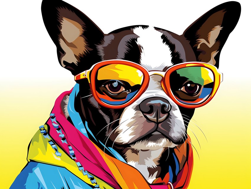 Colorful Abstract Gangster Dog Face Head Vivid Colors Pop Art Vector Illustrations  (64)