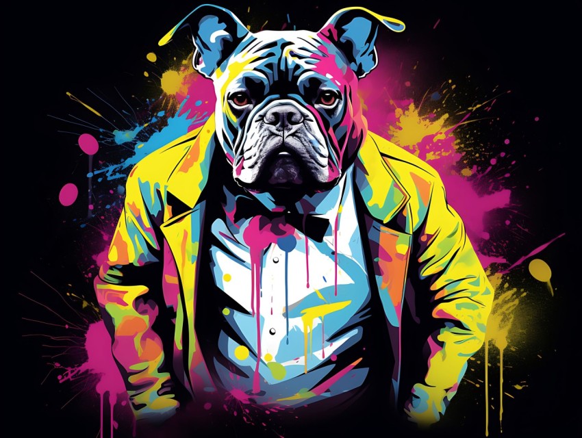 Colorful Abstract Gangster Dog Face Head Vivid Colors Pop Art Vector Illustrations  (83)
