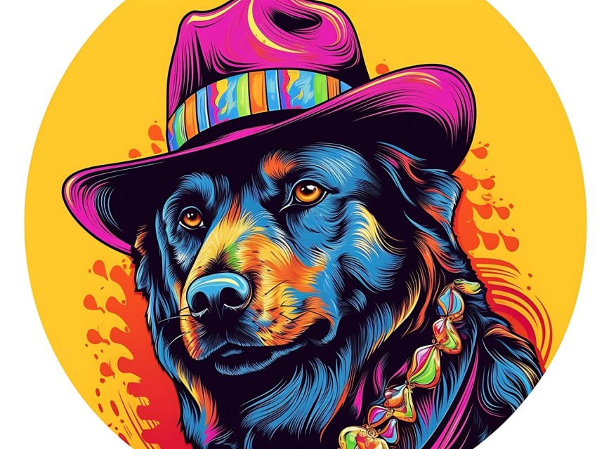 Colorful Abstract Gangster Dog Face Head Vivid Colors Pop Art Vector Illustrations  (53)