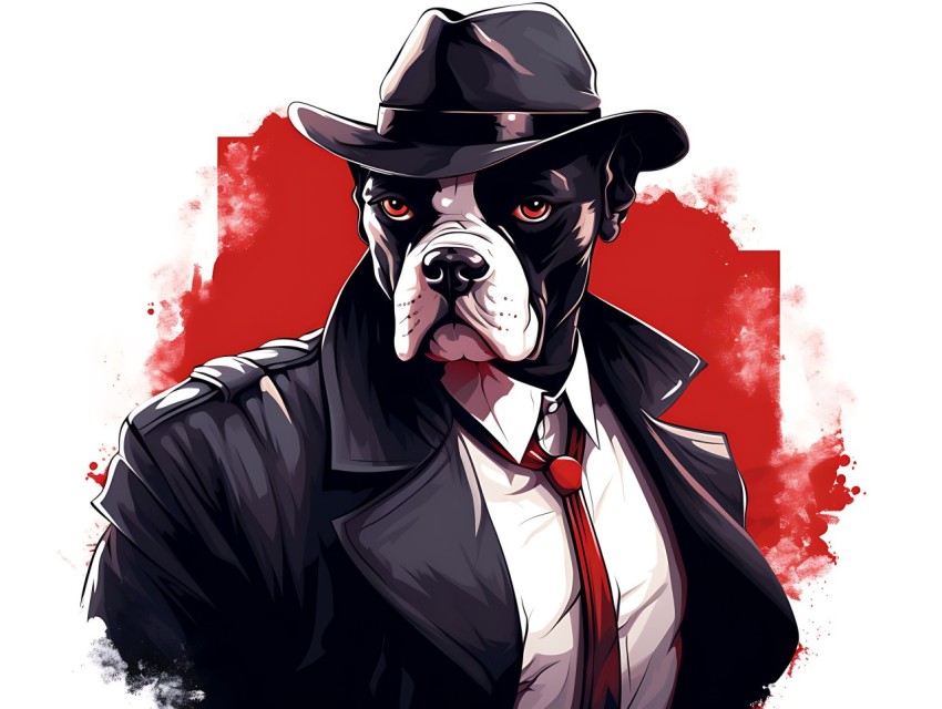 Colorful Abstract Gangster Dog Face Head Vivid Colors Pop Art Vector Illustrations  (101)