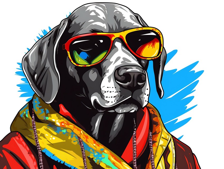 Colorful Abstract Gangster Dog Face Head Vivid Colors Pop Art Vector Illustrations  (110)