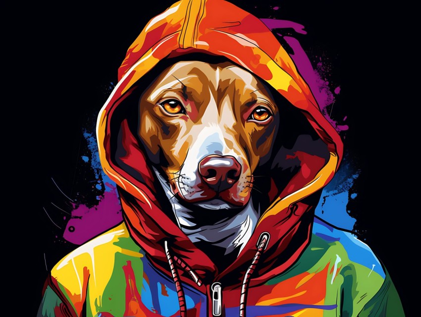 Colorful Abstract Gangster Dog Face Head Vivid Colors Pop Art Vector Illustrations  (139)