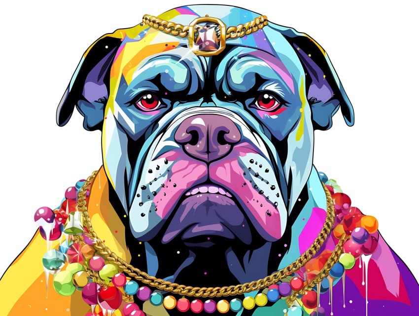 Colorful Abstract Gangster Dog Face Head Vivid Colors Pop Art Vector Illustrations  (134)