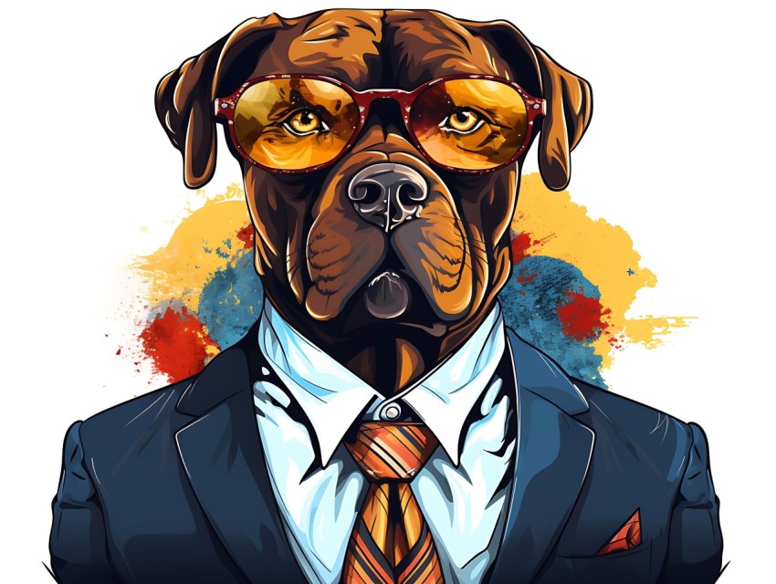 Colorful Abstract Gangster Dog Face Head Vivid Colors Pop Art Vector Illustrations  (125)