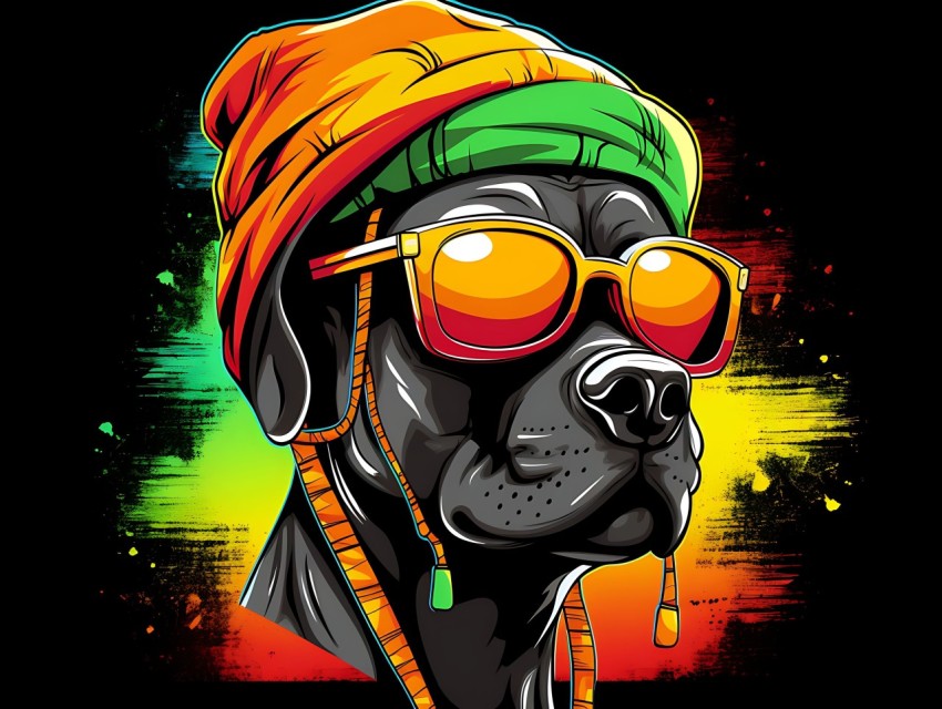 Colorful Abstract Gangster Dog Face Head Vivid Colors Pop Art Vector Illustrations  (132)