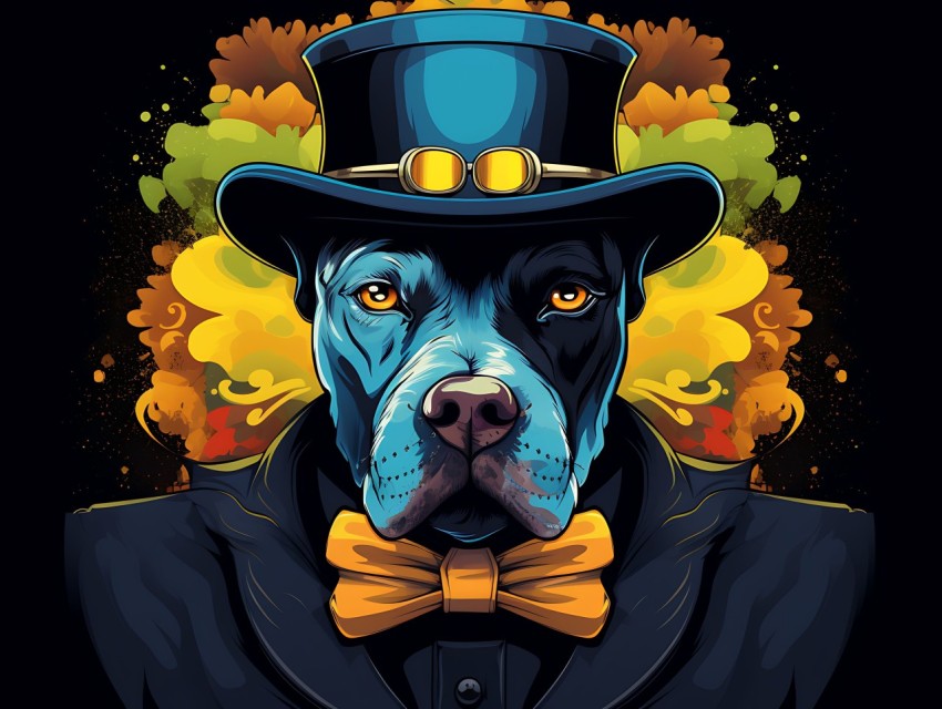 Colorful Abstract Gangster Dog Face Head Vivid Colors Pop Art Vector Illustrations  (126)