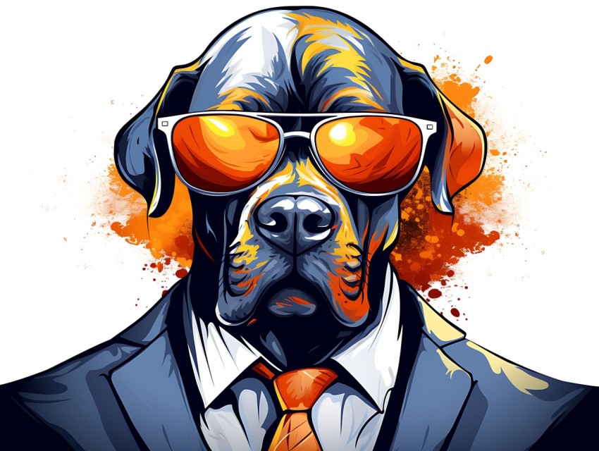 Colorful Abstract Gangster Dog Face Head Vivid Colors Pop Art Vector Illustrations  (129)