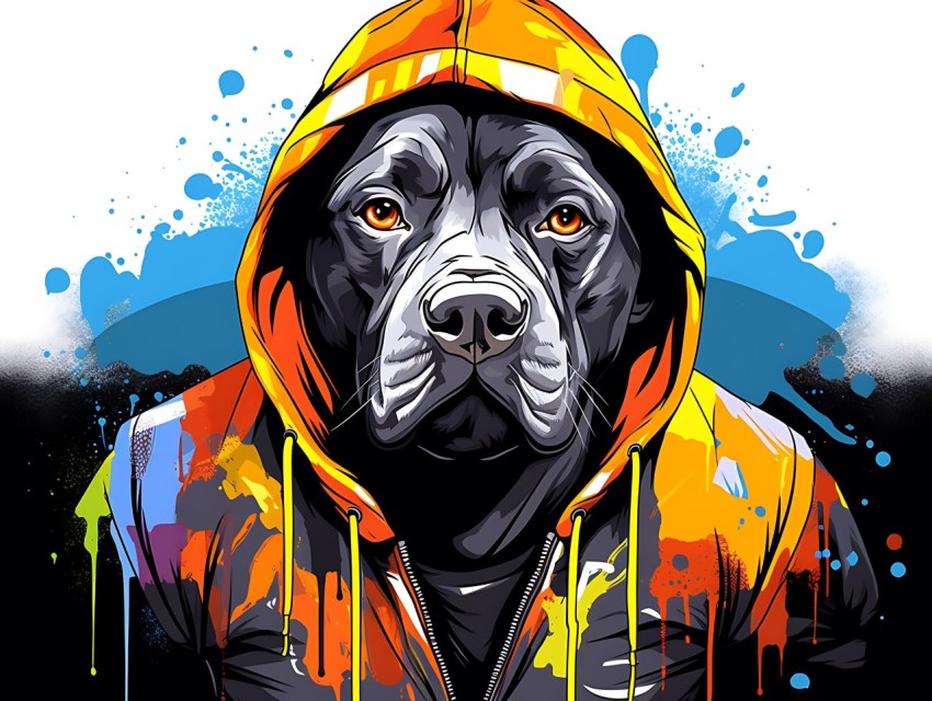 Colorful Abstract Gangster Dog Face Head Vivid Colors Pop Art Vector Illustrations  (119)