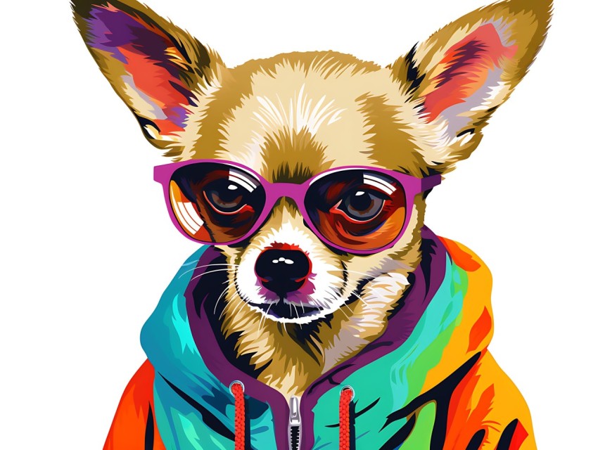 Colorful Abstract Gangster Dog Face Head Vivid Colors Pop Art Vector Illustrations  (174)