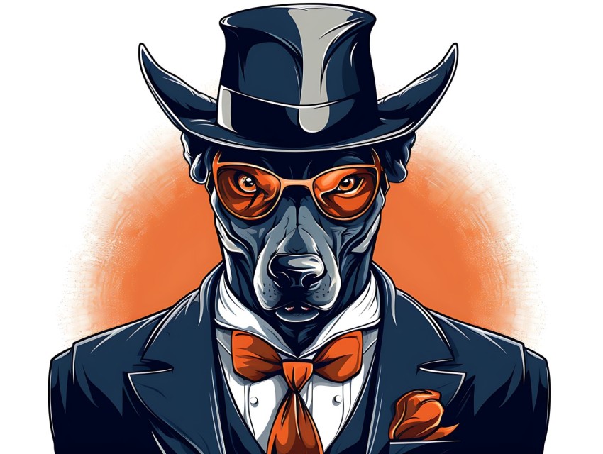 Colorful Abstract Gangster Dog Face Head Vivid Colors Pop Art Vector Illustrations  (185)