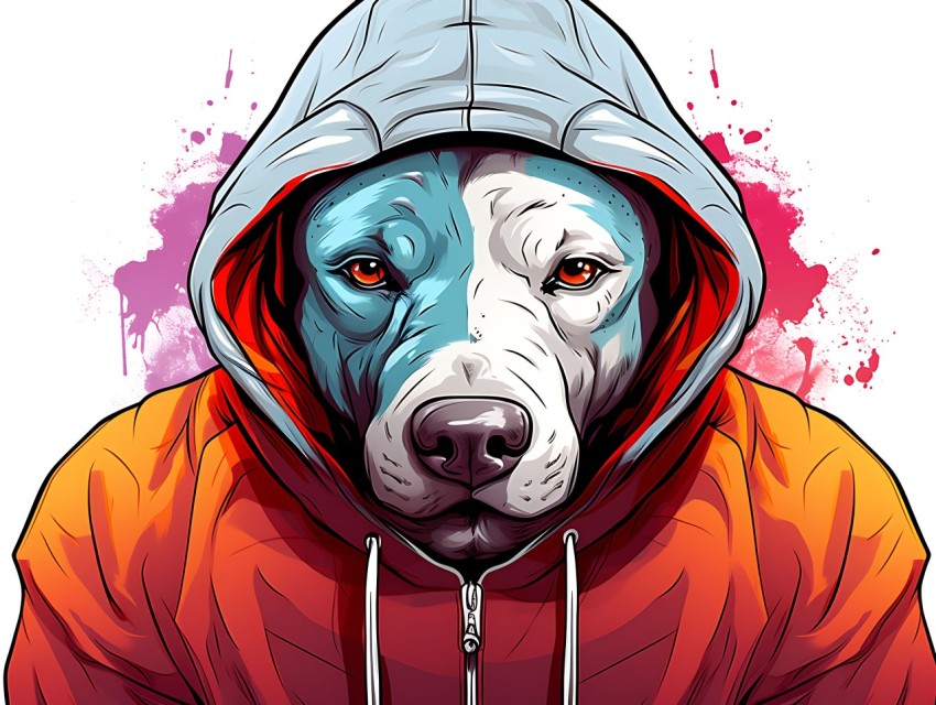 Colorful Abstract Gangster Dog Face Head Vivid Colors Pop Art Vector Illustrations  (194)