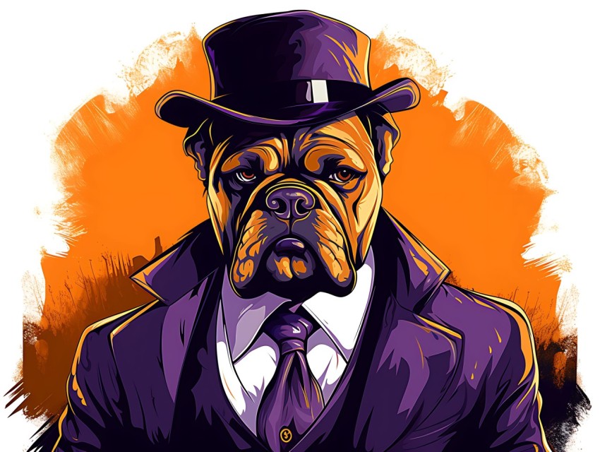Colorful Abstract Gangster Dog Face Head Vivid Colors Pop Art Vector Illustrations  (175)