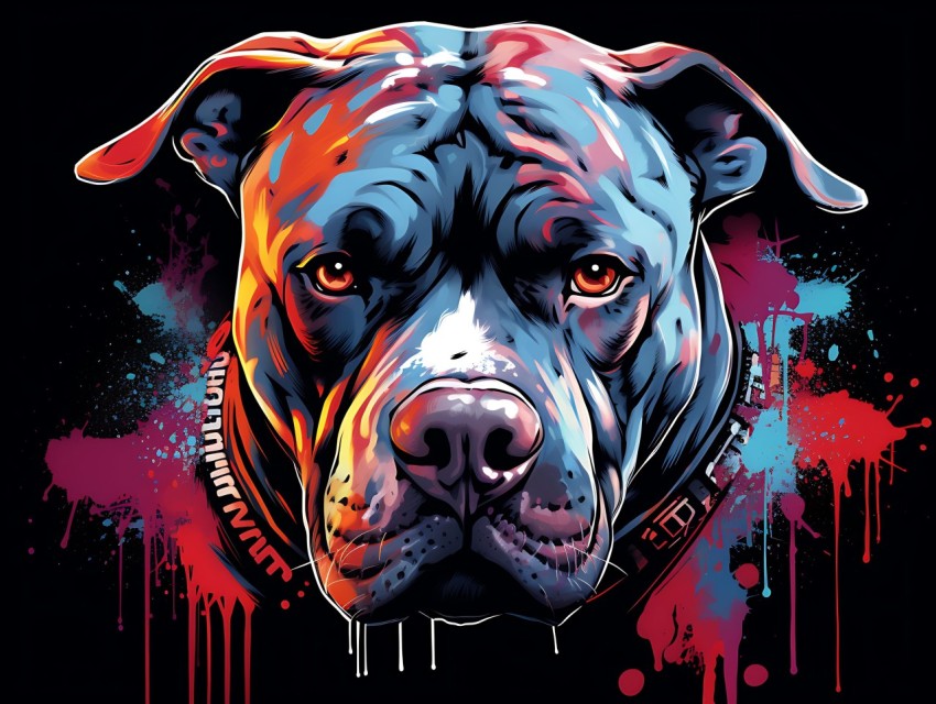 Colorful Abstract Gangster Dog Face Head Vivid Colors Pop Art Vector Illustrations  (152)