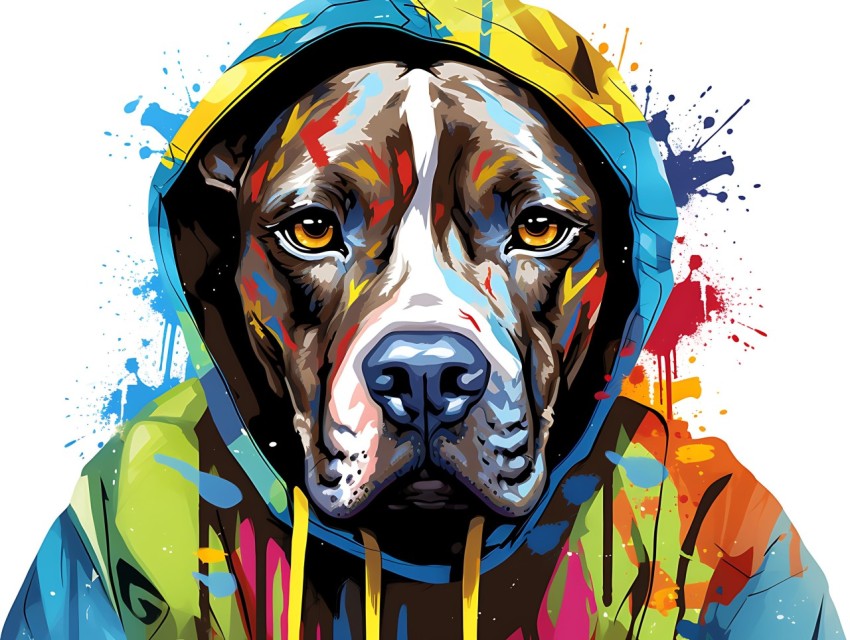 Colorful Abstract Gangster Dog Face Head Vivid Colors Pop Art Vector Illustrations  (182)