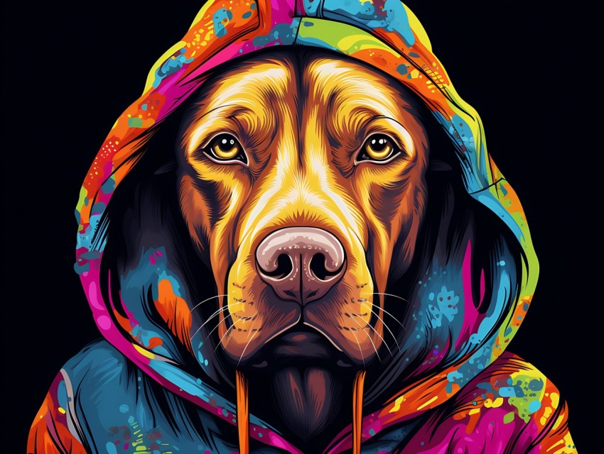 Colorful Abstract Gangster Dog Face Head Vivid Colors Pop Art Vector Illustrations  (177)