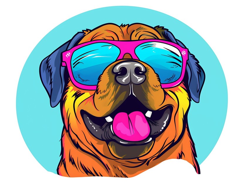 Colorful Abstract Happy Rottweiler Dog  Wearing Sunglasses Face Head Vivid Colors Pop Art Vector Illustrations (71)