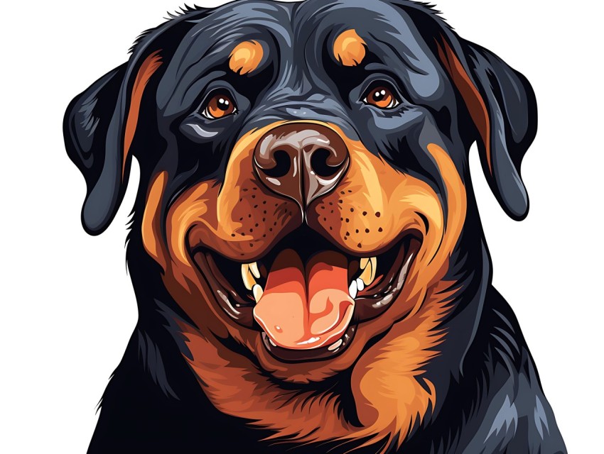 Colorful Abstract Happy Rottweiler Dog Face Head Vivid Colors Pop Art Vector Illustrations White Background (11)