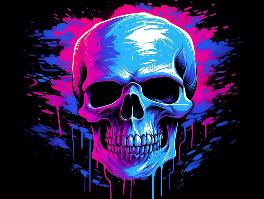 Colorful Skull Face Head Vivid Colors Pop Art Vector Illustrations (58)