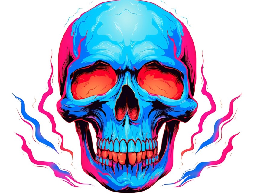 Colorful Skull Face Head Vivid Colors Pop Art Vector Illustrations (132)