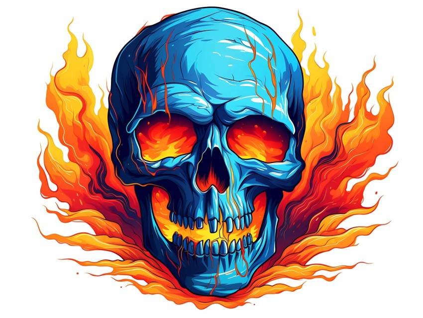 Colorful Skull Face Head Vivid Colors Pop Art Vector Illustrations (211)