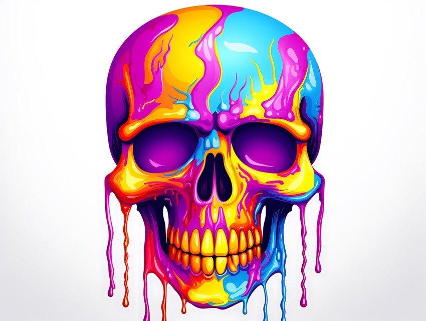 Colorful Skull Face Head Vivid Colors Pop Art Vector Illustrations (439)