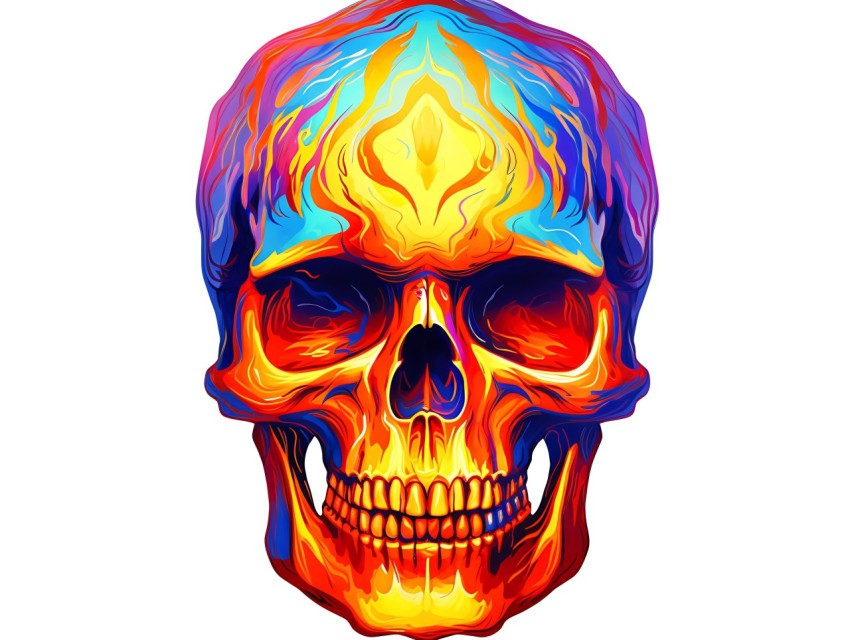 Colorful Skull Face Head Vivid Colors Pop Art Vector Illustrations (483)