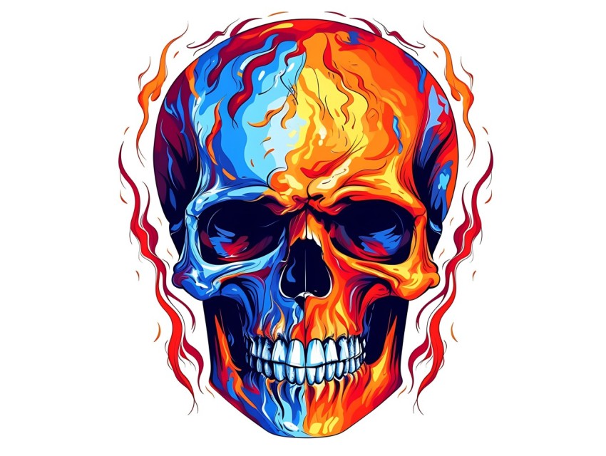 Colorful Skull Face Head Vivid Colors Pop Art Vector Illustrations (546)