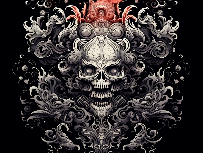 Skull Face Head Pop Art Vector Illustrations (27)